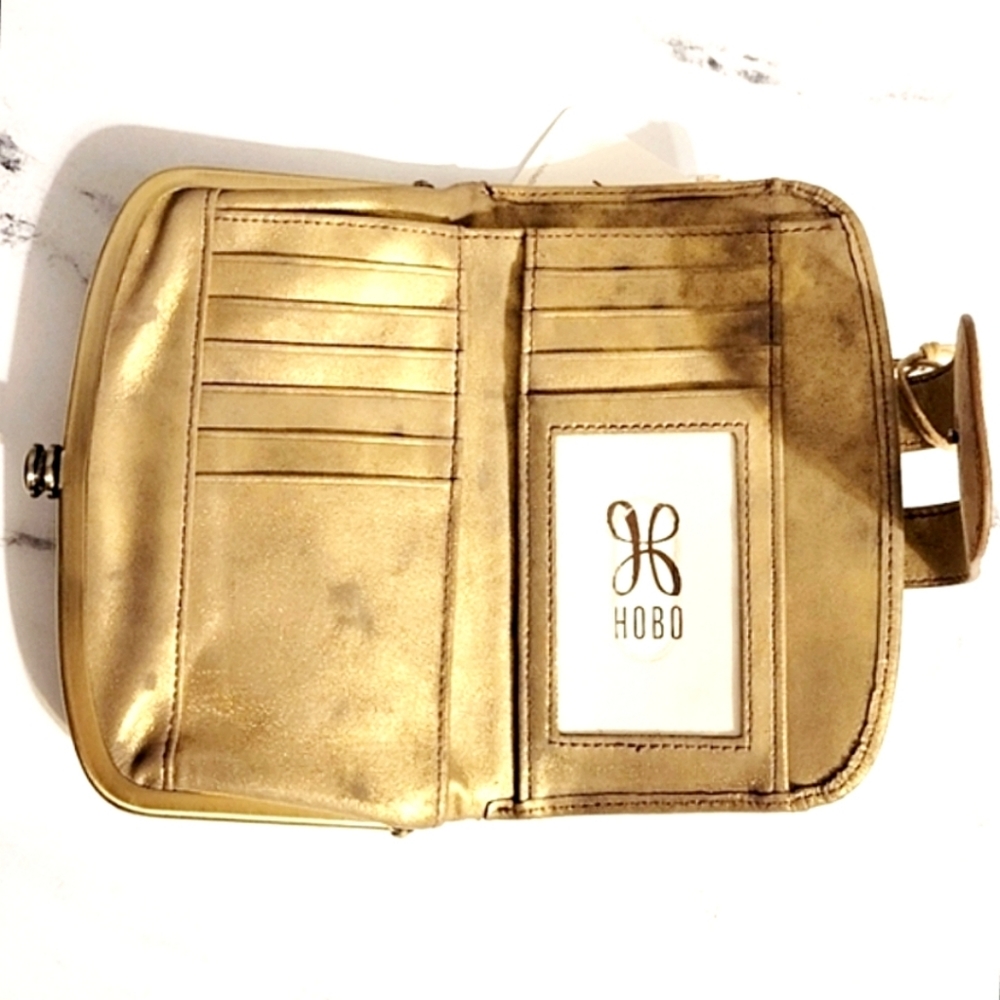 NWT RARE HOBO 'Halo' Stardust Metallic Leather Wallet with Wanderlust Lining - Picture 4 of 9